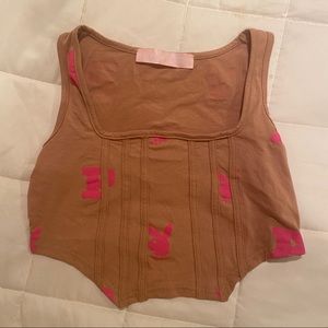 PLAYBOY X MISSGUIDED FAUX CORSET CROP TOP